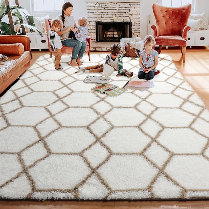 ONASAR Large Living Room Area Rug 6x9, Soft Fuzzy Shaggy Plush Fluffy Moroccan - Image 8