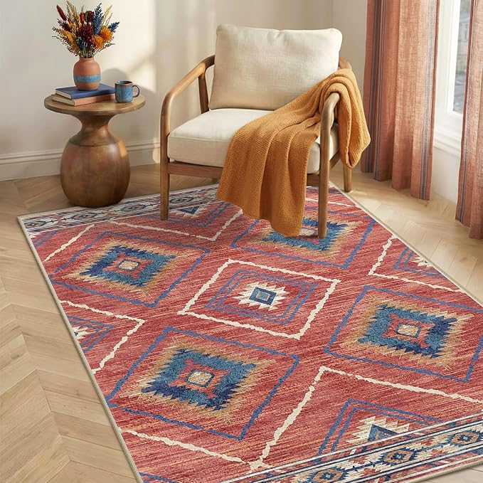 BESTSWEETIE Area Rug 4x6 Rug Machine Washable Non-Slip Low Pile Print Pattern - Image 4