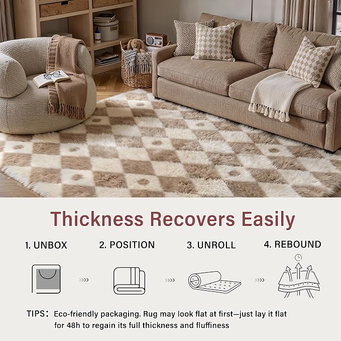 PureCozy Brown 8x10 Area Rug for Living Room Washable Non Slip Neutral Soft - Image 8