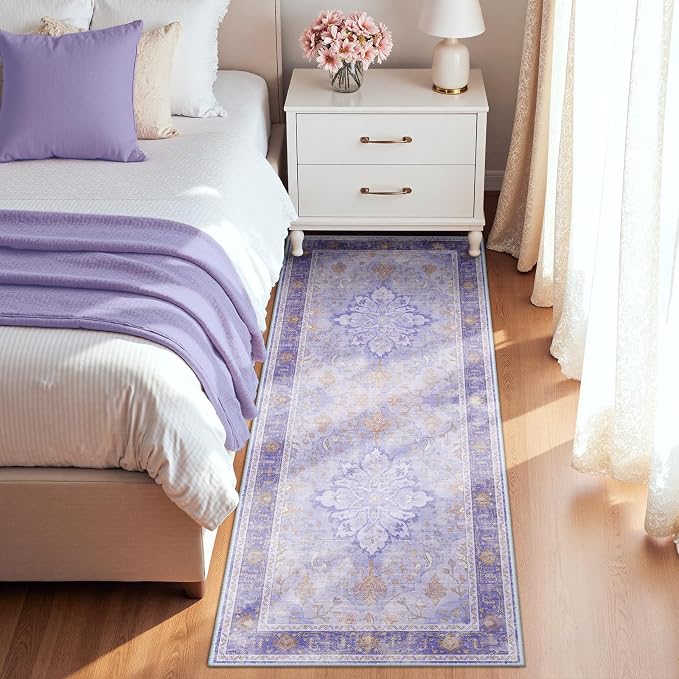 RELEANY Area Rugs Runner 2'x6' Washable Non-Slip, Floral Vintage Distress - Image 2