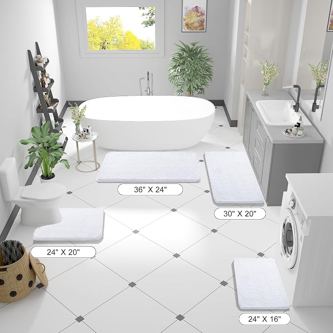OLANLY Bathroom Rugs 34x21, Extra Soft Absorbent Chenille Bath Rugs, Rubber - Image 2