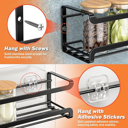 Bunoxea Spice Rack wall mounted 2 Pack, Space-Saving Spice Organizer - Image 3