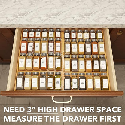 SpaceAid Bamboo Spice Drawer Organizer, Expandable 4 Tier Spices Rack - Image 4