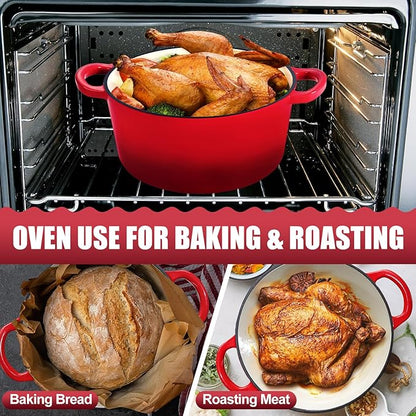 P&P CHEF 7QT Enameled Dutch Oven, Cast Iron Dutch Oven Pot - Image 6