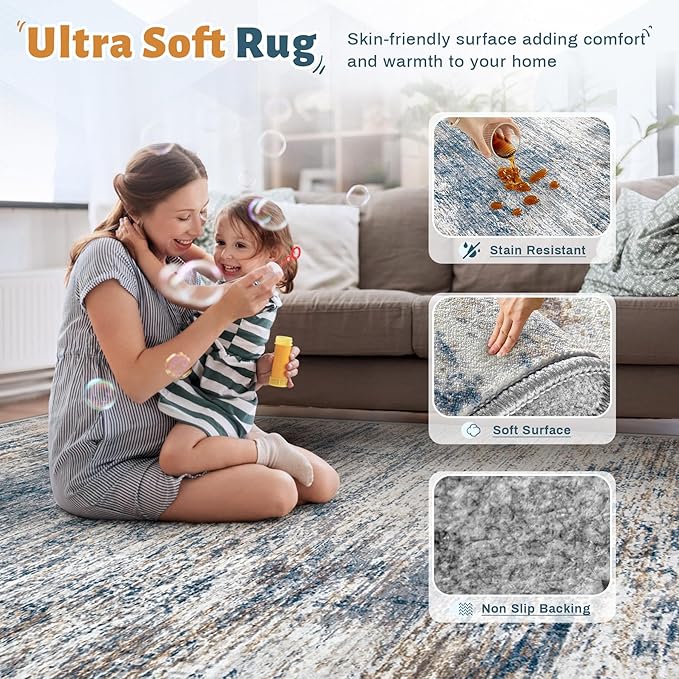 XLUEZ 10x12 Area Rug for Living Room, Washable Modern Abstract Large Area Rug - Image 4