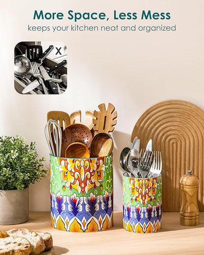 vancasso SIMI Utensil Holder, 7.3"+5.5" Porcelain Kitchen Utensil Holder - Image 6