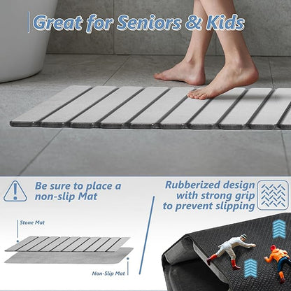 AWW Foldable Stone Bath Mat, Quick Dry Diatomaceous Earth Bath Mat - Image 3