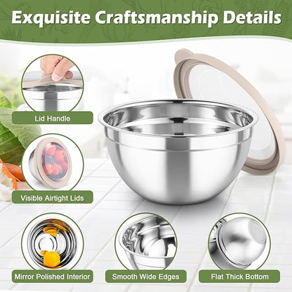 TeamFar Mixing Bowls, For Kitchen Mixing/Baking/Storing/Prepping, Visible & - Image 5