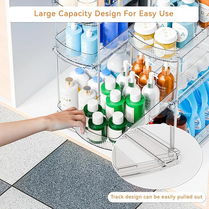 2 Pack 3 Tier Large Pull Out Bathroom Organizers and Storage, 13.8″ Deep - Image 5
