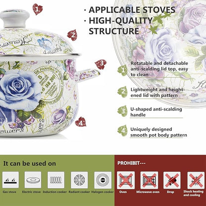 Retro Flower Enamel Stockpot - Image 2