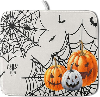 Giwawa Happy Halloween Dish Drying Mat 16"x18" Spooky Colorful Pumpkins by Giwawa