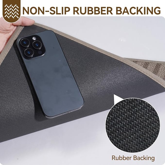 Front Door Mat 24''x35'', Absorbent Dirt Resist Washable Non Slip Low-Profile - Image 5