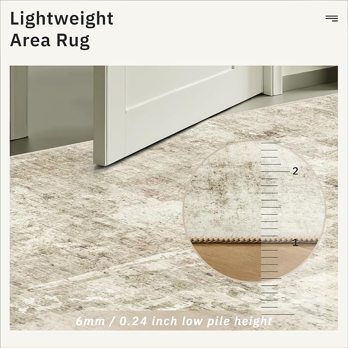 Soalmost 6x6 Beige Gray Round Rug 6ft Living Room Circle Rug Vintage Round Area - Image 7