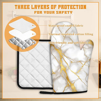 Marble Oven Mitts and Pot Holders Set - Image 3