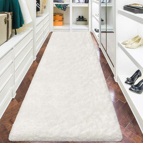 3x10 Feet White Soft Shag Runner Rug - Image 2
