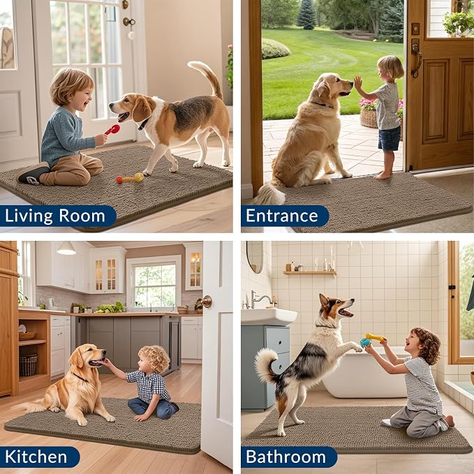 Smiry Dog Door Mat for Muddy Paws 47x32, Absorbent Dirt Trapper, Non-Slip - Image 7