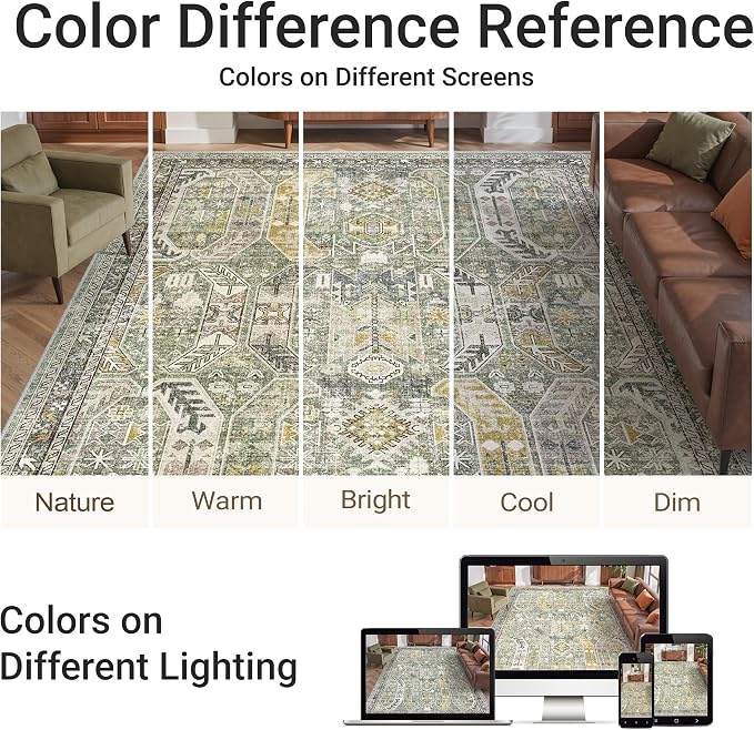 befbee 5x7 Area Rugs for Living Room, Stain Resistant Washable Rug, Non-Slip - Image 6
