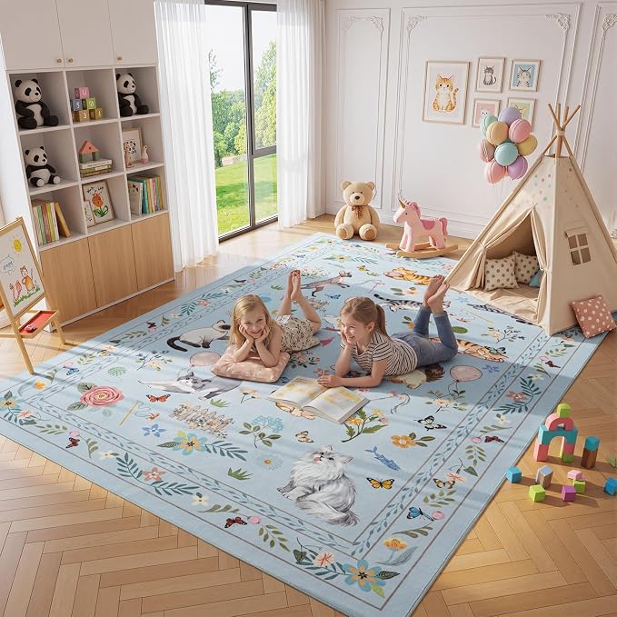 Unirea 8x10 Light Blue Grey Cat Area Rugs - Image 6
