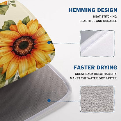 Spring Summer Dish Drying Mat 18x24 Inch Absorbent Reversible Sunflower Drying - Image 3