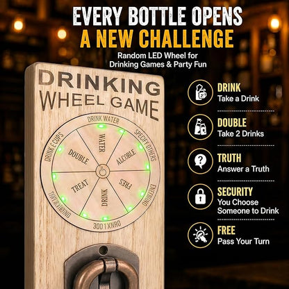 Magnetic Bottle Openers with Catcher, Wall Mounted Wooden Beer Bottle Opener - Image 3