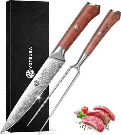 YOTSUBA Japanese Carving Knife and Fork Set, Razor-Sharp German Stainless Steel by ExperiencethetrueessenceofJapanesecraftsmanshipandprecisionwiththeYotsubaKnife-embodyingthespiritofJapanineveryslice