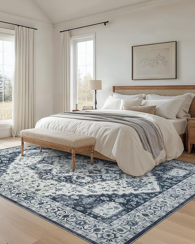 AMADA HOMEFURNISHING 8x10 Area Rug, Washable Low-Profile Large Area Rug - Image 6