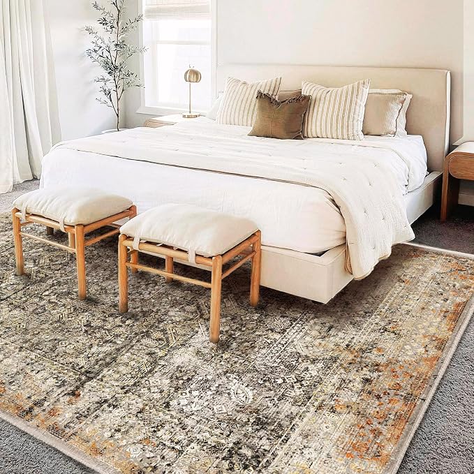 CHAMPLANT Area Rug 6'x9' Washable Vintage Traditional Floor Cover Thin Retro - Image 3