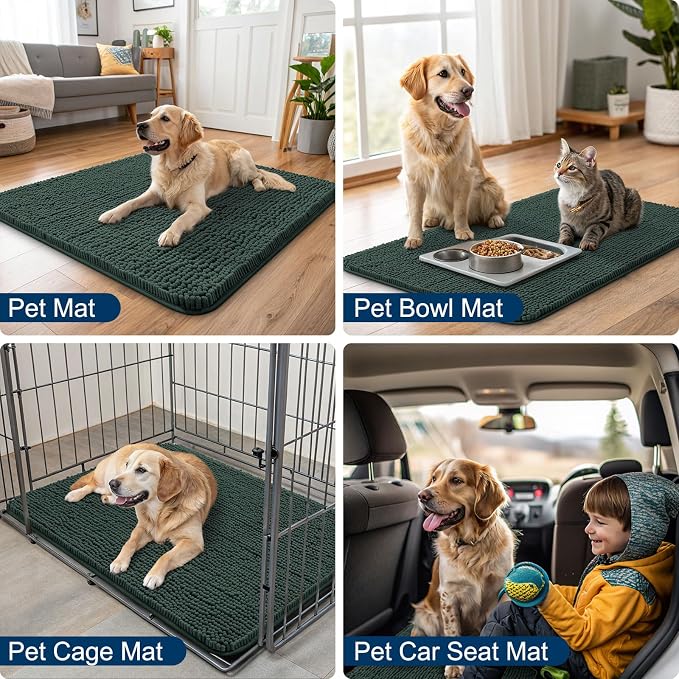 Smiry Dog Door Mat for Muddy Paws 30x20, Absorbent Dirt Trapper, Non-Slip - Image 6