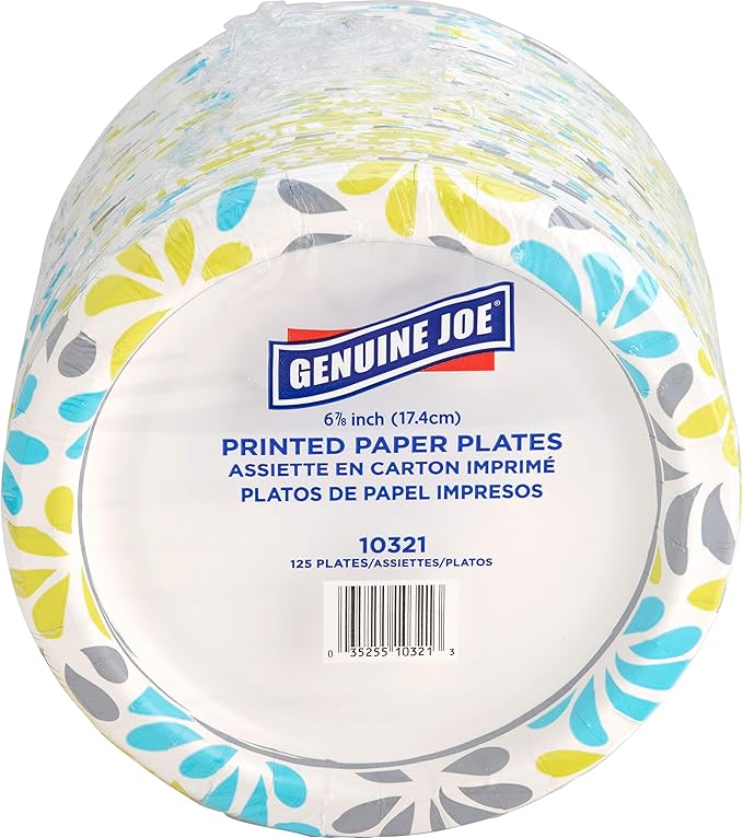 Genuine Joe Printed Paper Plates, 7" (Pack of 500)