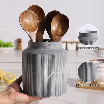 Farmhouse Ceramic Farmhouse Kitchen Utensil Holder - Image 4