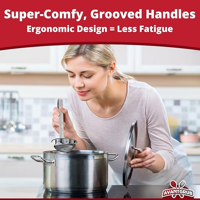 Super Sturdy, Ergonomic 2 Oz. Soup Ladle 5 Pk. Stainless Steel Ladles - Image 5