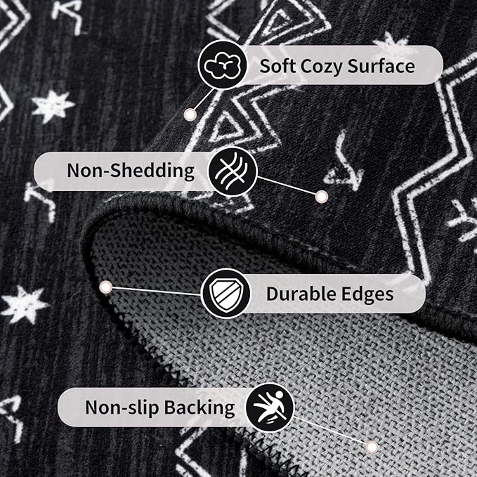 SERISSA 2x4 Rugs for Entryway, Washable Non-Slip Kitchen Runner Rug Small Black - Image 4