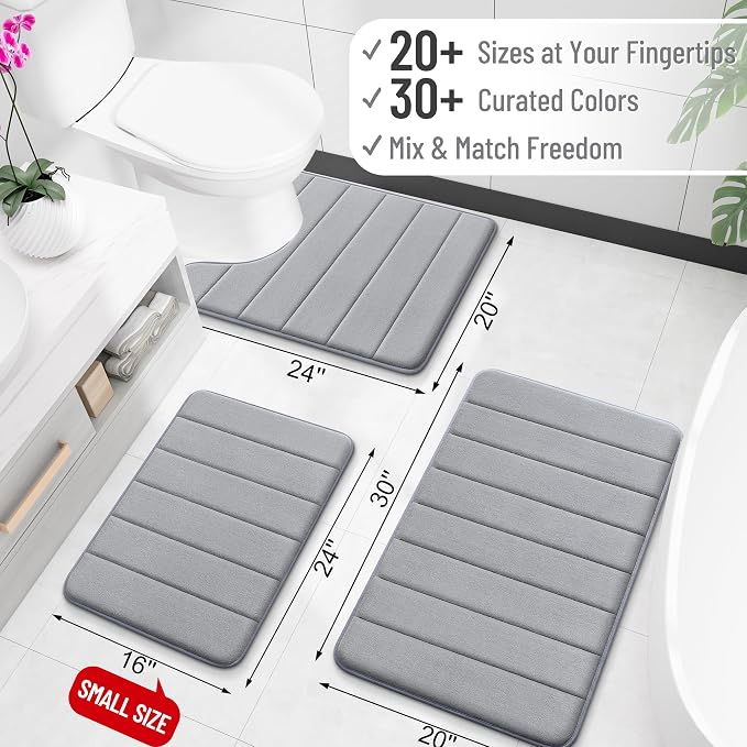 OLANLY Memory Foam Long Bathroom Rugs Runner 44x20, Super Soft Absorbent Bath - Image 2