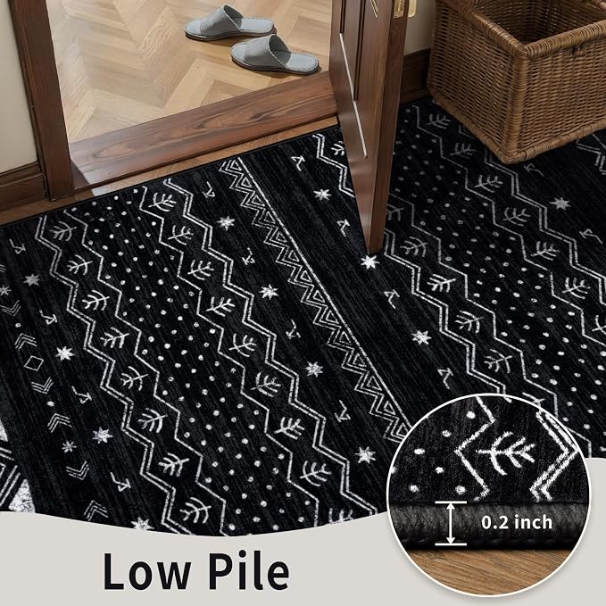 SERISSA Hallway Runner Rug, 2x14 Washable Non-Slip Black and White Runners - Image 7