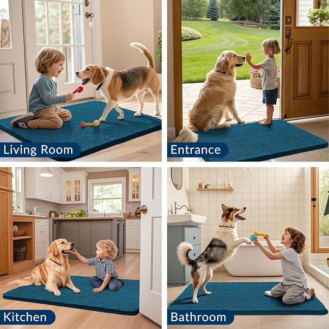 Smiry Dog Door Mat for Muddy Paws 30x20, Absorbent Dirt Trapper, Non-Slip - Image 7