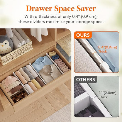 Lifewit 4" Tall 9 Pack Drawer Dividers, 27-42cm/10.5-16.5" Expandable Drawer - Image 6