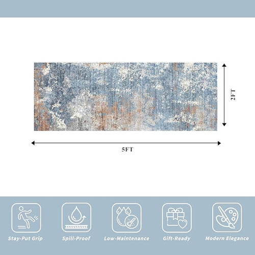2x5 Washable Kitchen Rug Runner – Non-Slip Abstract Modern Neutral Small Rug - Image 2