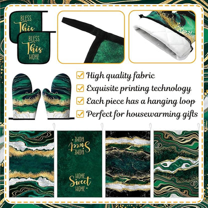 Leinuosen 8 Pcs Kitchen Towels and Dishcloths Sets Oven Mitts and Pot Holders - Image 5