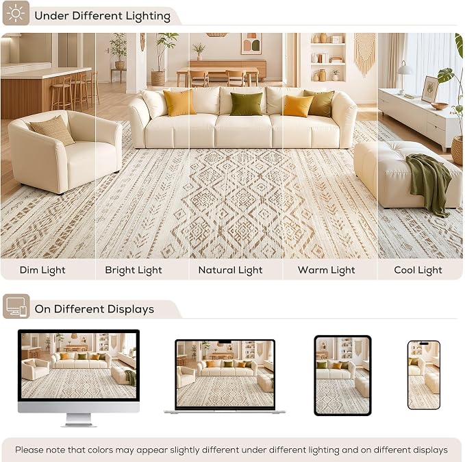 Nakagishi Area Rug Living Room Rugs: 6x9 Large Soft Machine Washable Boho - Image 9