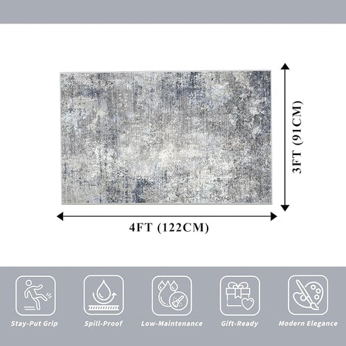 3x4 Washable Entryway Rug – Non-Slip Modern Abstract Small Area Rug - Image 2