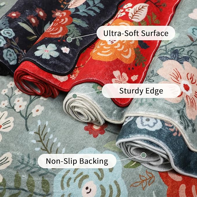 Kitchen Runner Rug, 3x6 Boho Floral Runners - Image 4