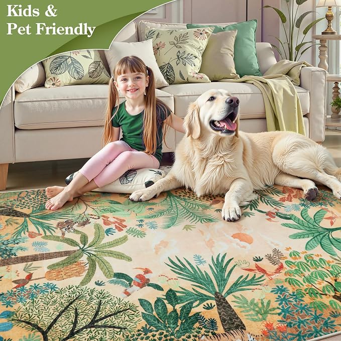 LIVEBOX Washable Jungle Animal Print 6 x 9 Area Rug - Image 4