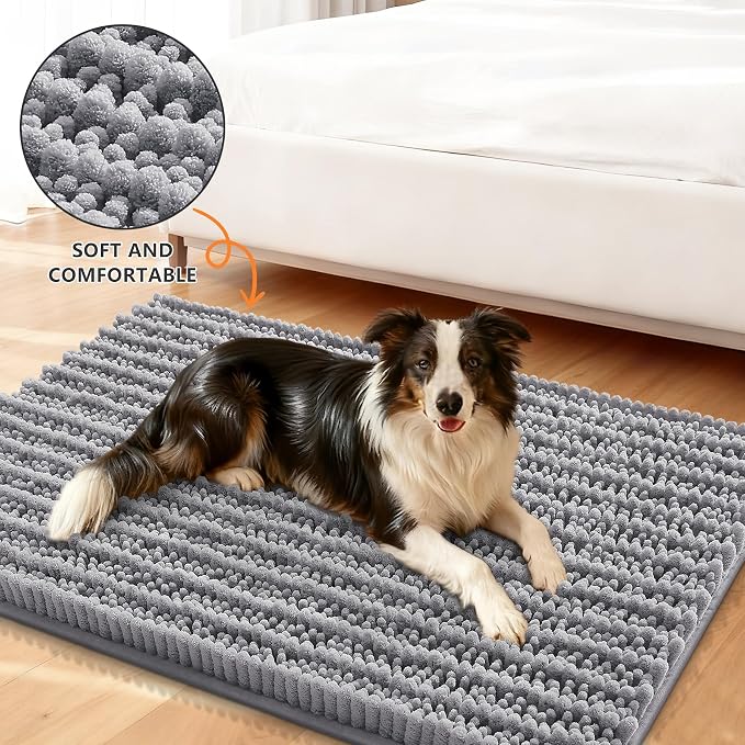Smiry Dog Door Mat for Muddy Paws 71x46, Absorbent Dirt Trapper, Non-Slip - Image 2