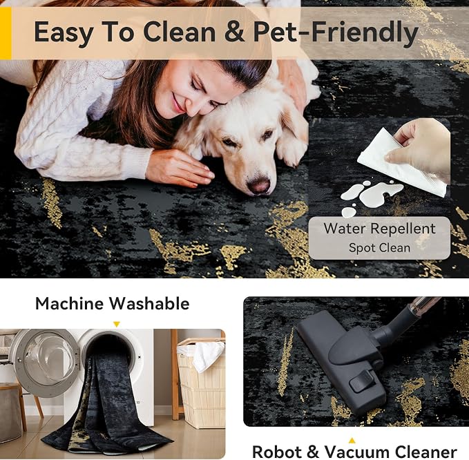 RELEANY Washable Area Rugs 8'x10' Non-Slip Modern Abstract Soft - Image 5