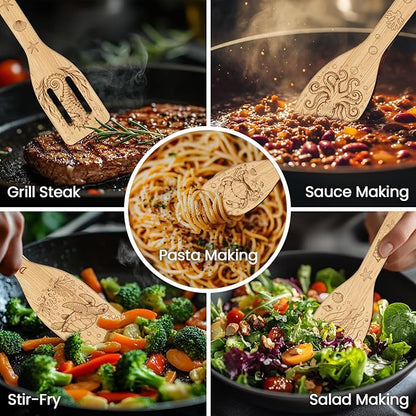 CUTHOLLOW 6PCS Marine Animals Wooden Kitchen Cooking Utensil Set, 11.9in Non - Image 4