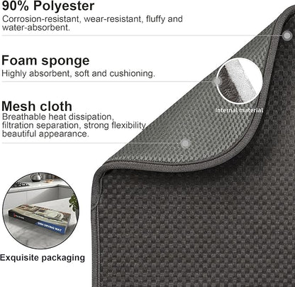 Dark Gray Dish Drying Mats 20" x 15", XL Kitchen Drying Mat - Image 4