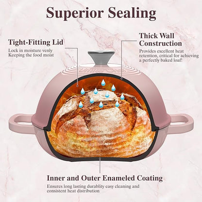 Cast Iron Dutch Oven Pot with Lid, Round Bread Oven - Image 5