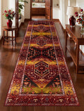 SERISSA Runner Rug for Hallways, Long Boho Rug Vintage Rustic Red Gold Hallway by SERISSAHomeDecorCollection