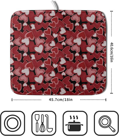 Valentines Day Dish Drying Mat for Kitchen Counter 18x16 Inch Love Drying Mat - Image 4