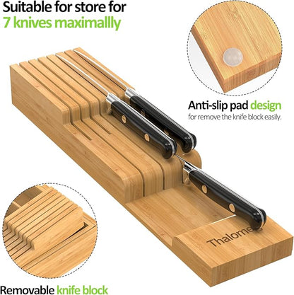 Bamboo Kitchen Drawer Organizer, Expandable Silverware Organizer - Image 8